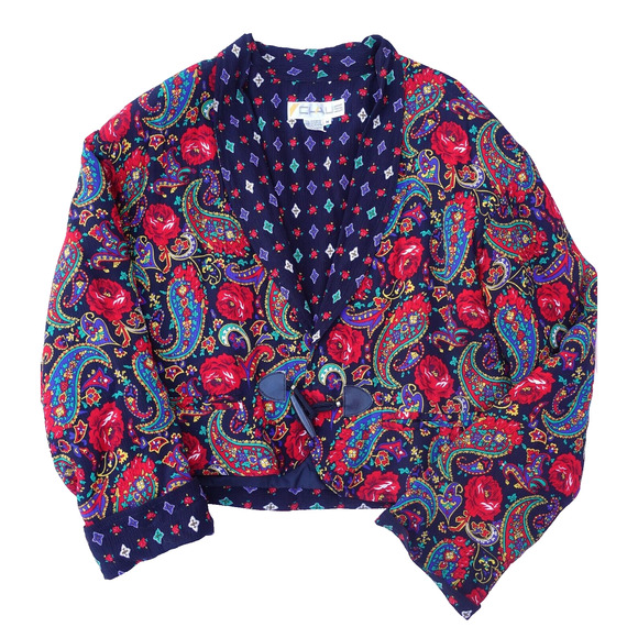 Chaus Jackets & Blazers - Vtg Chaus Bolero Jacket Crop Multicolor Paisley Boho Indie 90s Retro Women's M